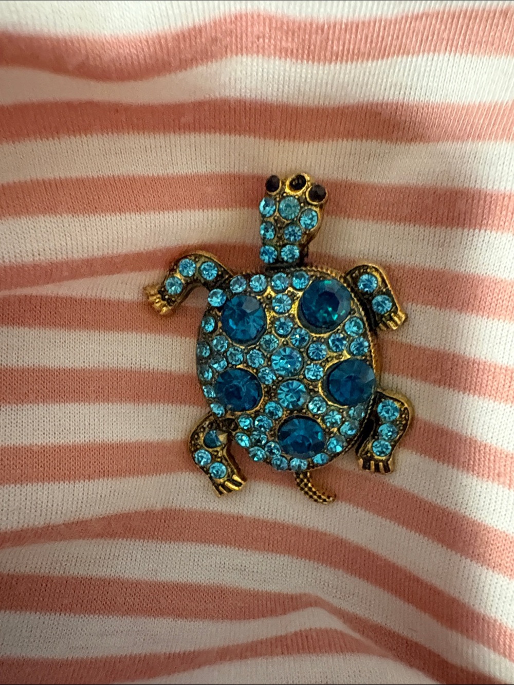 Blue Crystal Turtle Brooch - Women Jewelry